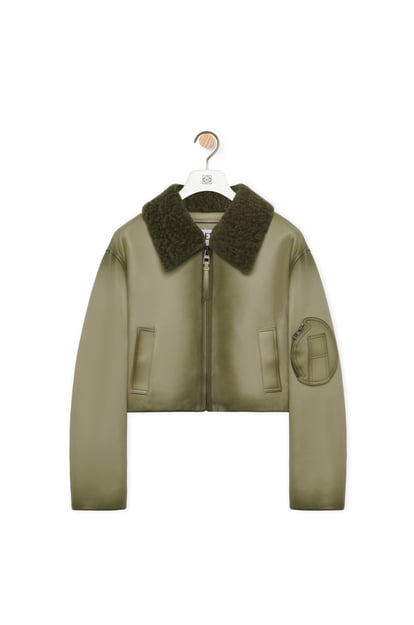 LOEWE Cropped jacket in nappa lambskin Military Green plp_rd