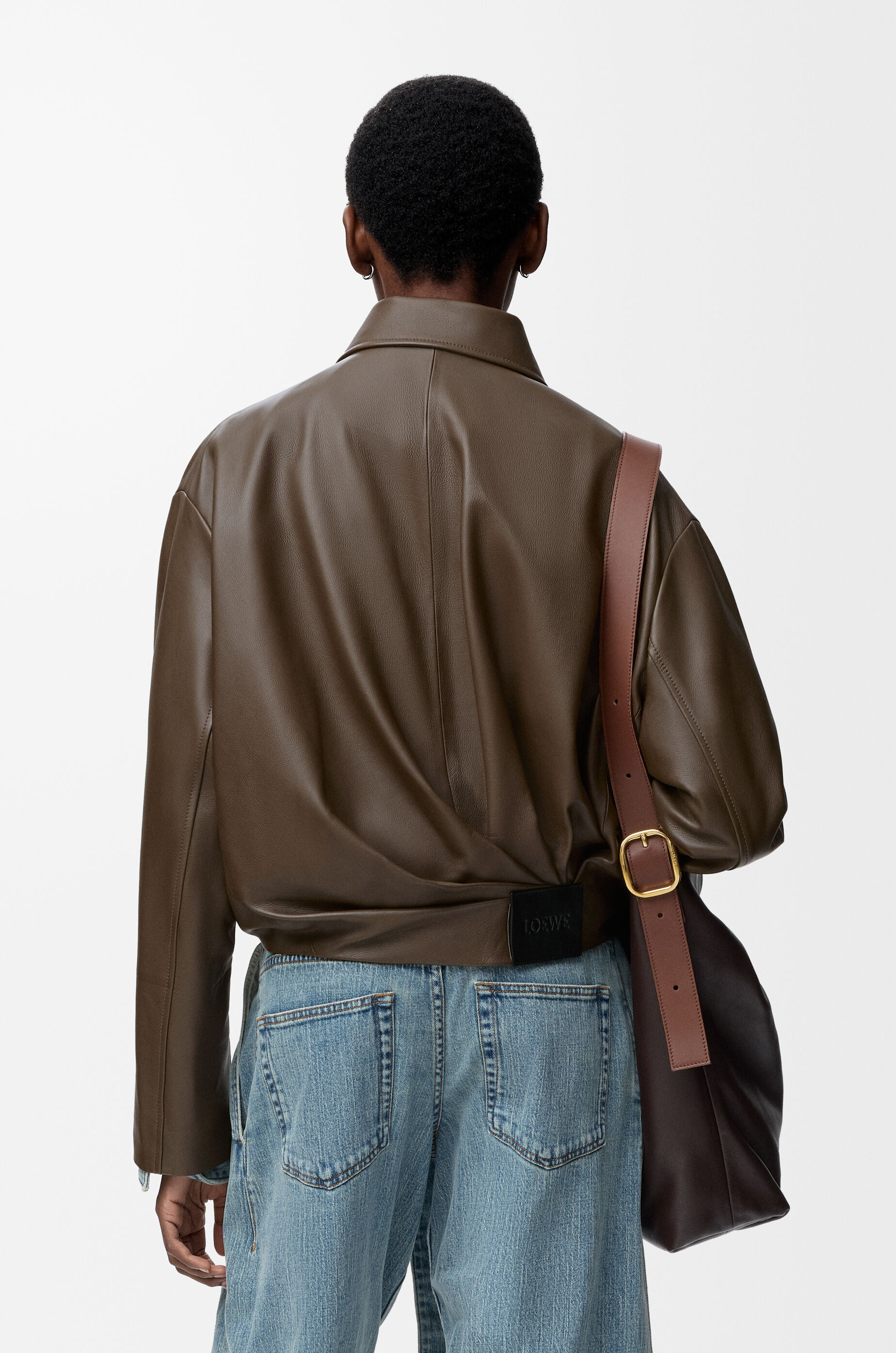 Draped jacket in nappa calfskin Green - LOEWE