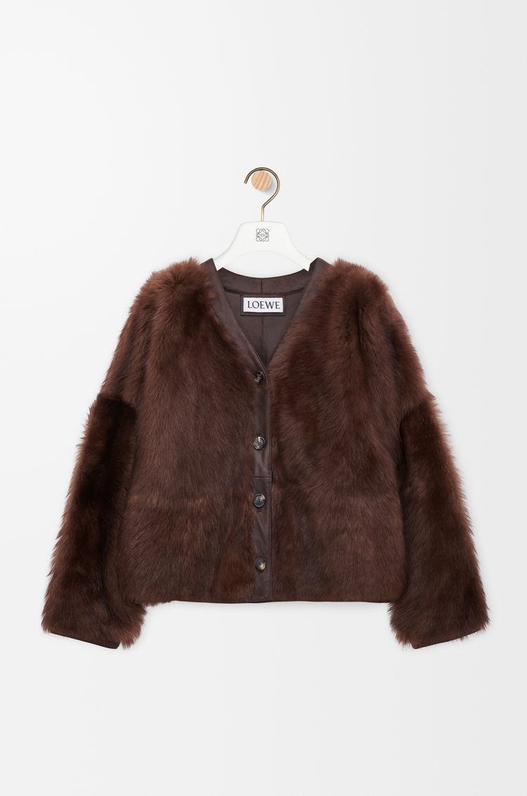 LOEWE Cardigan in shearling Brown