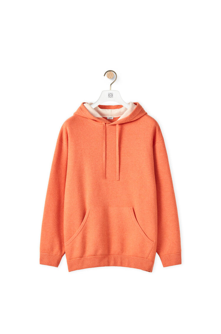 LOEWE Knit hoodie in wool and cashmere Coral pdp_rd