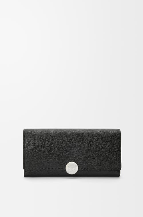 LOEWE Pebble continental wallet in mini grain calfskin Black