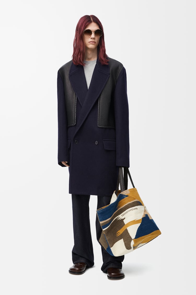 LOEWE Peacoat in wool and cashmere Midnight Blue
