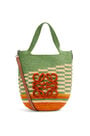 LOEWE Mini Slit bag in rainbow raffia and calfskin Green/Orange pdp_rd