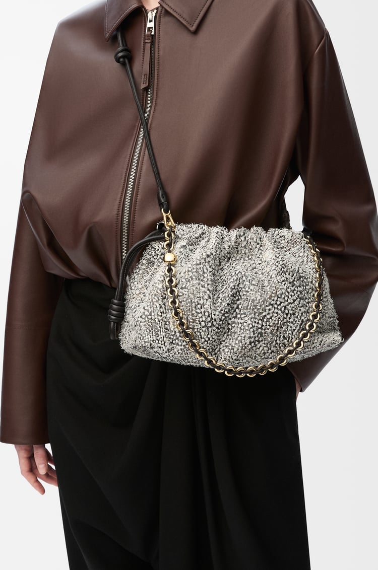 LOEWE Medium Flamenco purse in goatskin Black/White