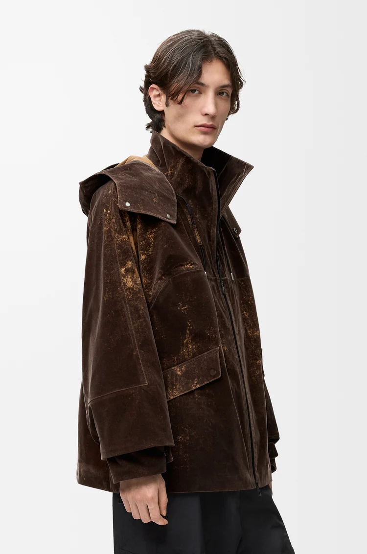 LOEWE 植绒科技面料夹克 巧克力棕