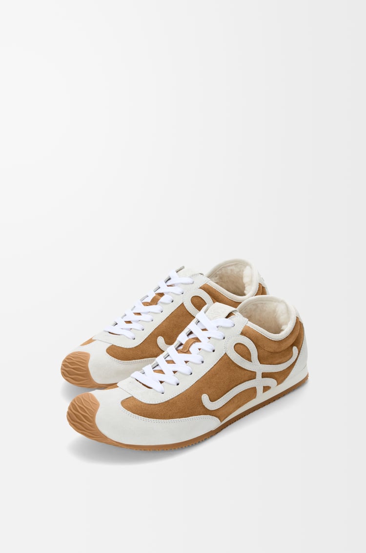 LOEWE Ballet Runner 2.0 in suede and shearling Tan/White