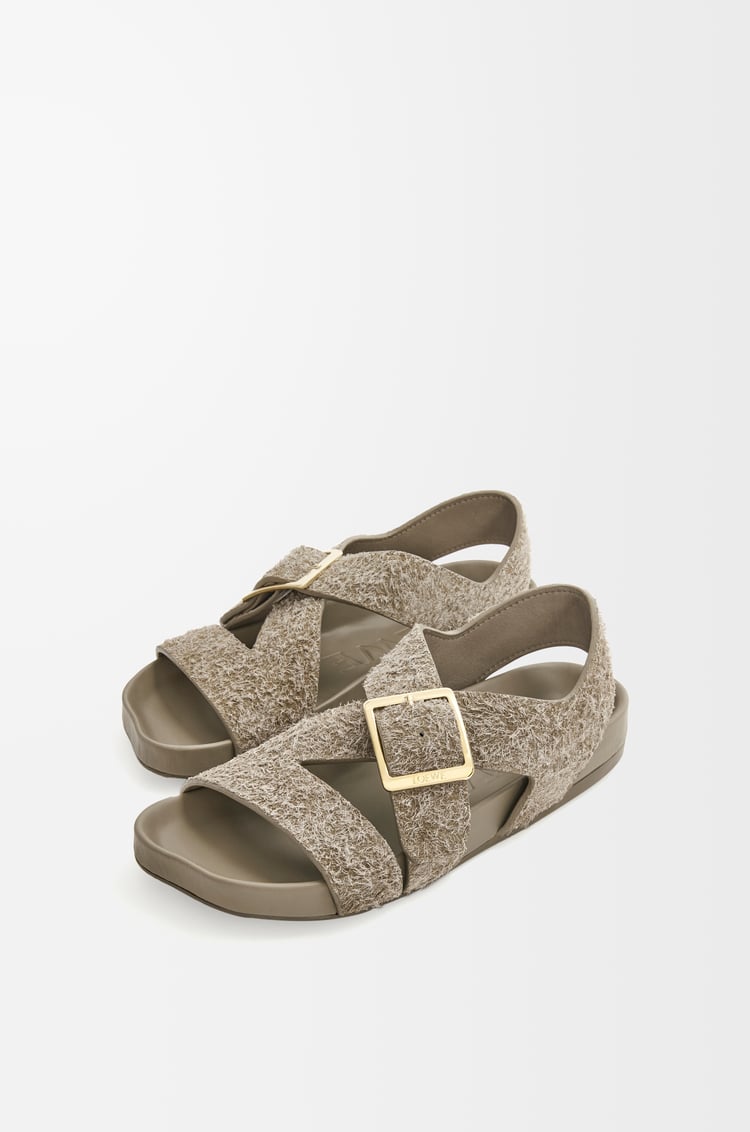 LOEWE イーズ バックル サンダル（ブラッシュドスエード） カーキグリーン
