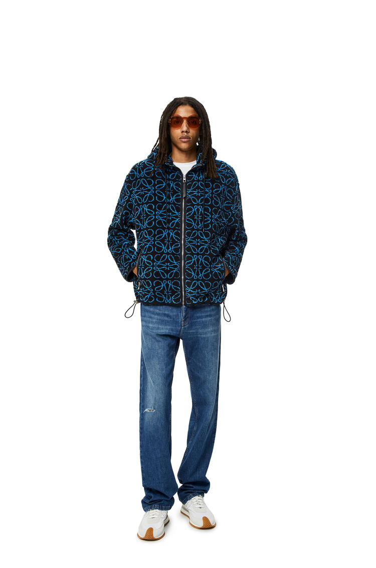 LOEWE Anagram jacquard fleece jacket Black/Turquoise