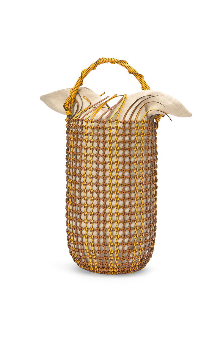 LOEWE Bucket Mesh bag in calfskin Tan/Yellow