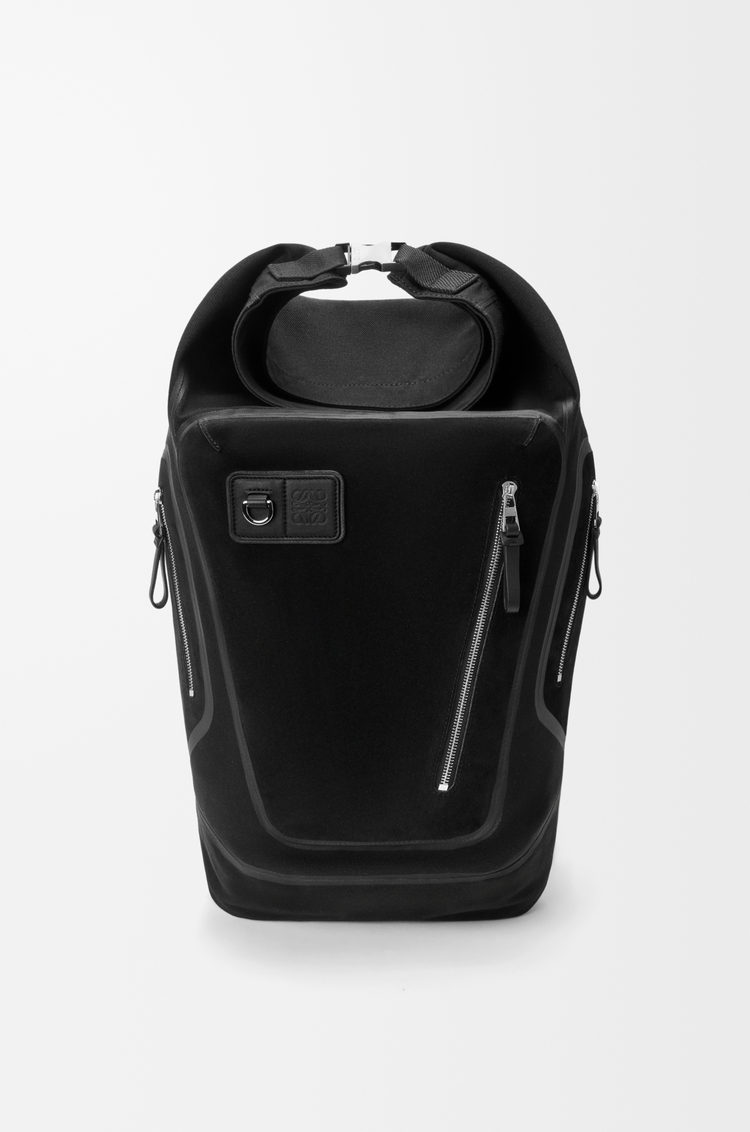 LOEWE フレックス ロールトップ バックパック（キャンバス&スエード） ブラック