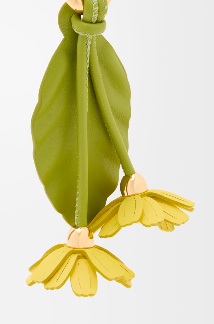 LOEWE Chamomille flower charm in classic calfskin Yellow/Green