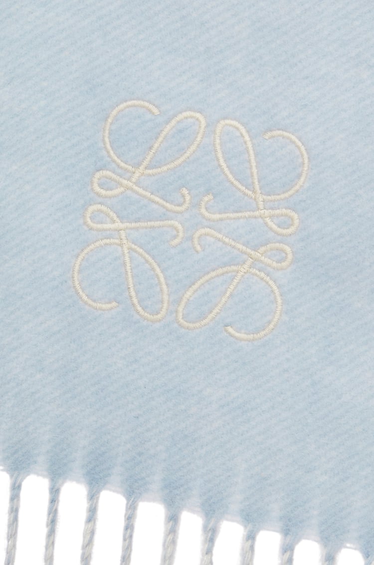 LOEWE Scarf in wool and cashmere Light Blue/White