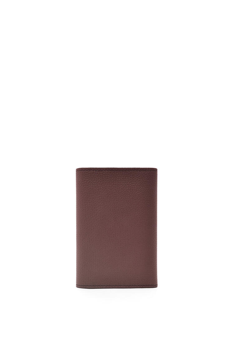 LOEWE Anagram small vertical wallet in pebble grain calfskin Burgundy