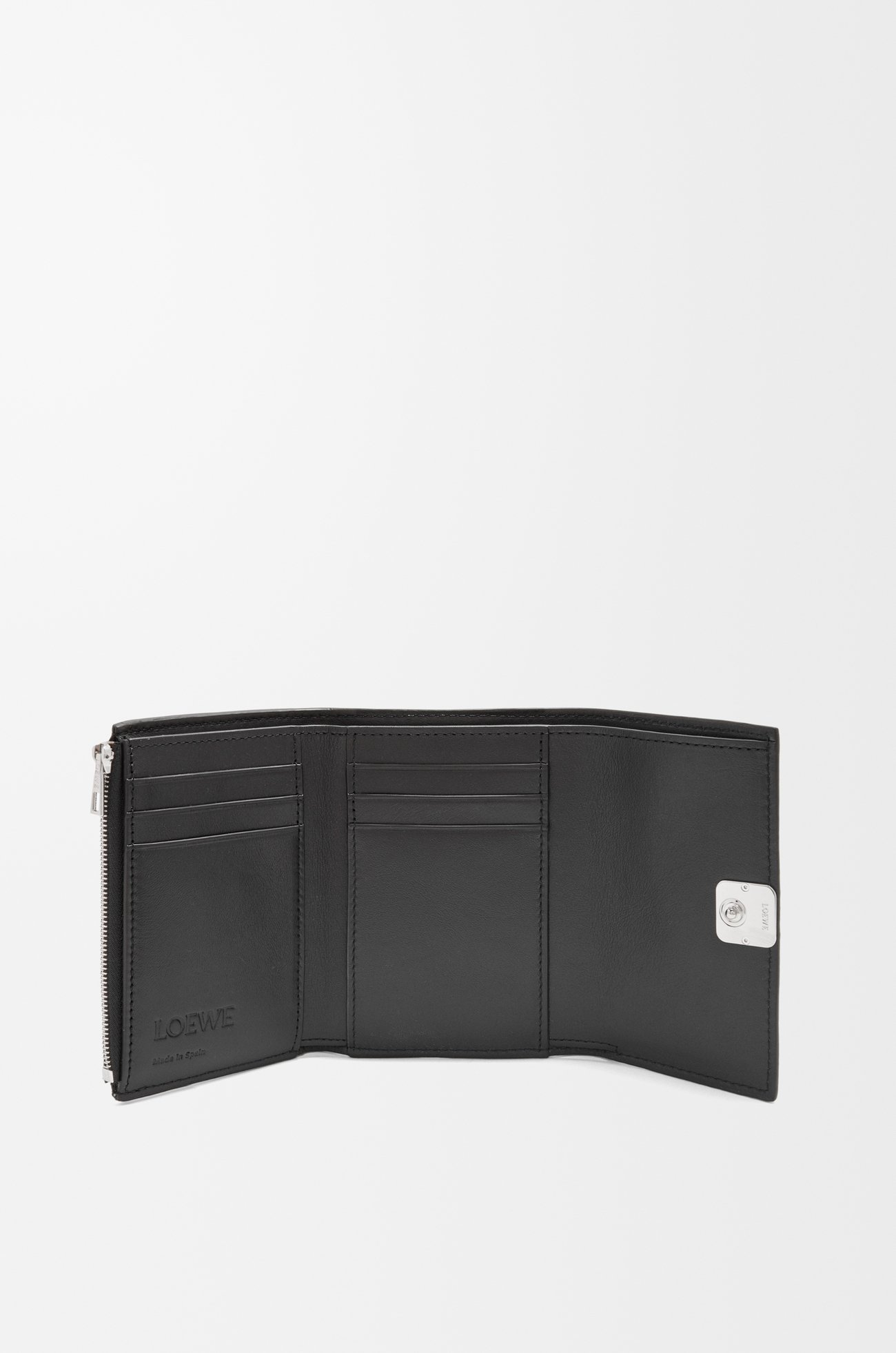 LOEWE Anagram small vertical wallet in pebble grained calfskin Black