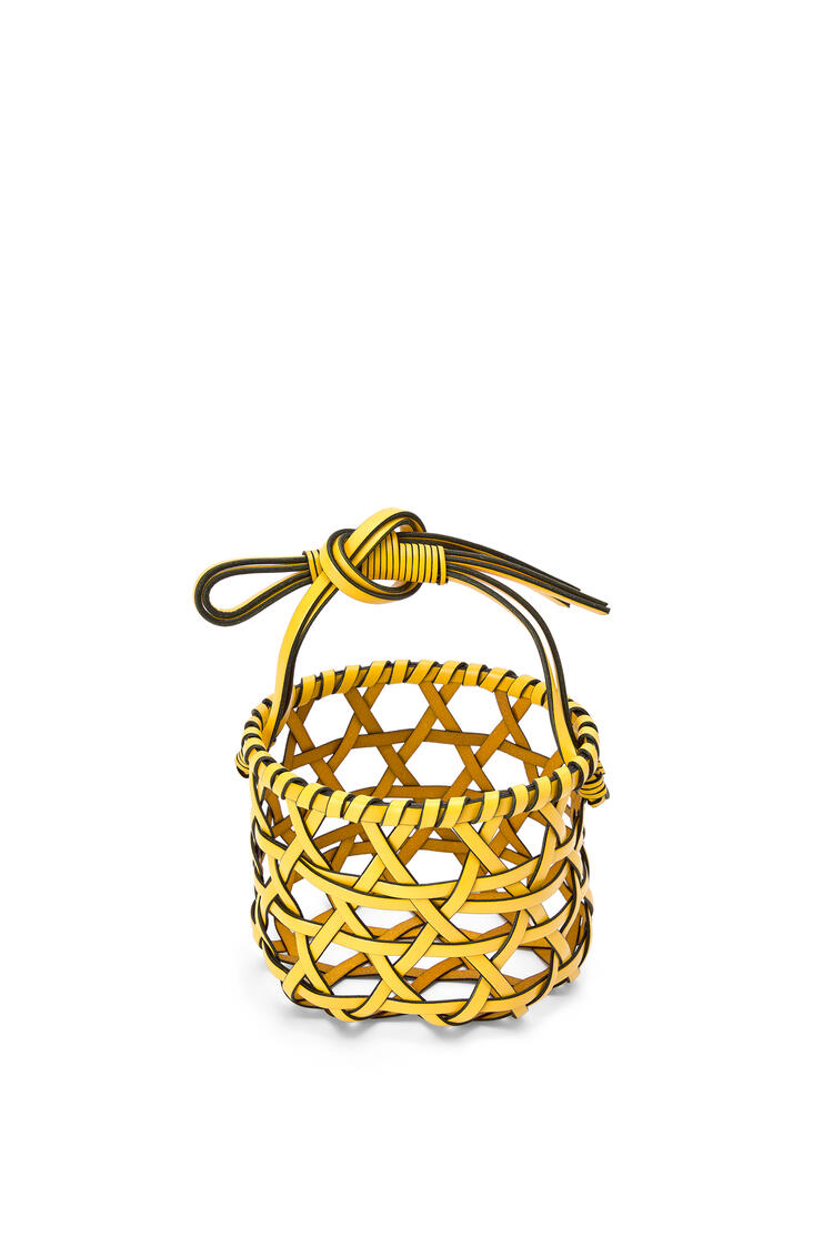 LOEWE Knot vase in calfskin and bamboo Yellow