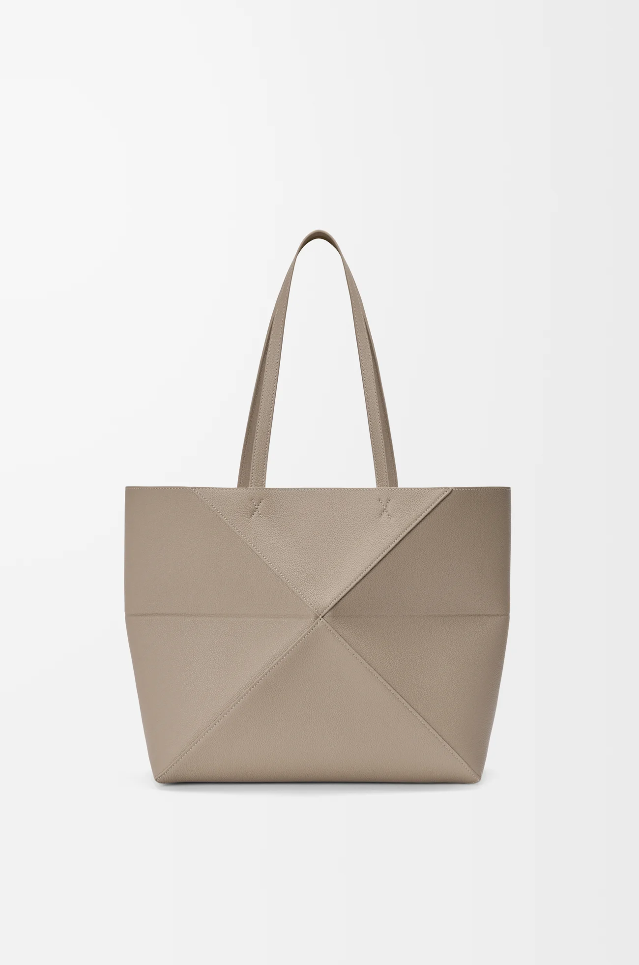 LOEWE 中号柔软粒面牛皮革横版 Puzzle Fold 手袋 粘土色
