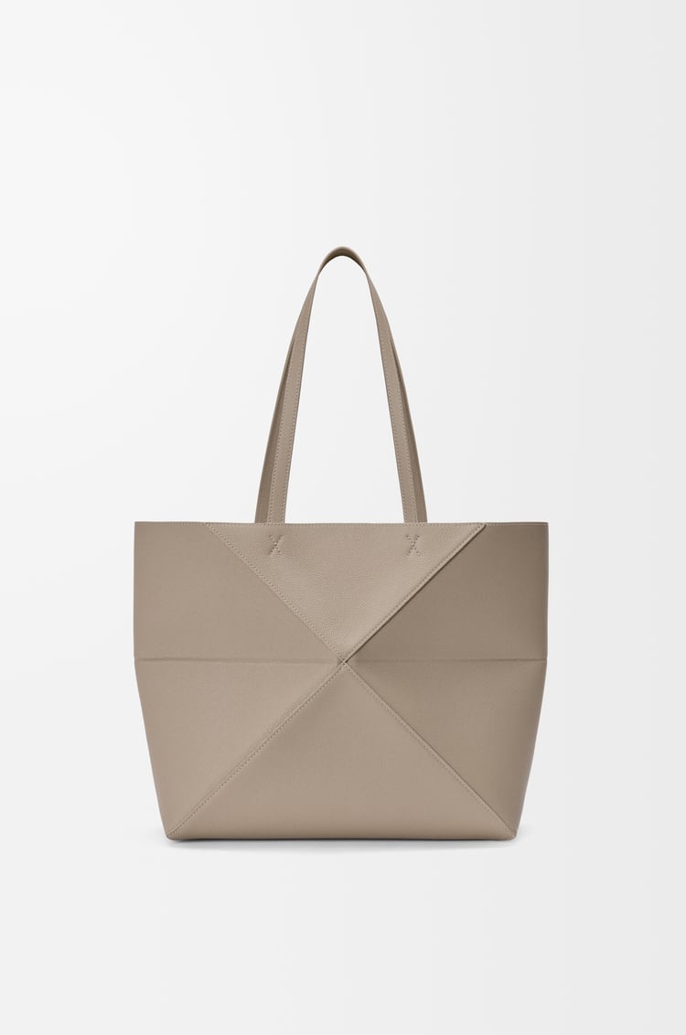 LOEWE Medium horizontal Puzzle Fold tote in soft grained calfskin Clay