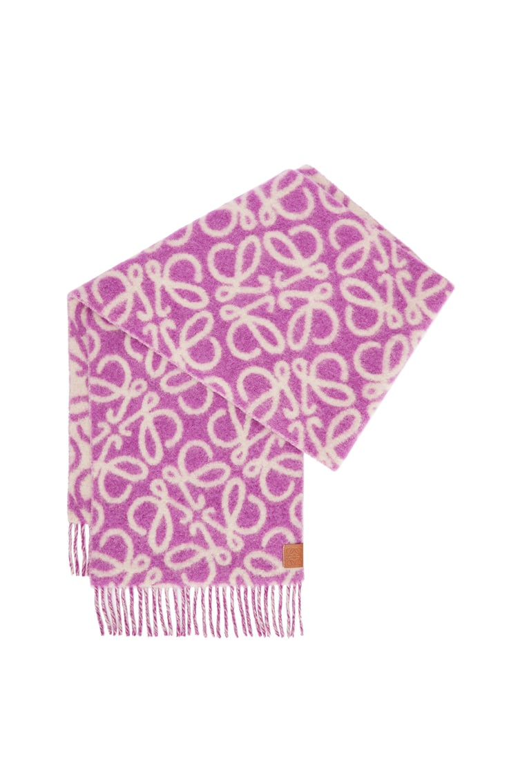 LOEWE Anagram scarf in alpaca and wool blend Purple/Beige Mist