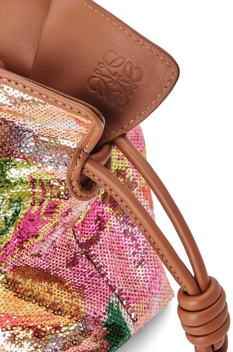 LOEWE Mini Flamenco clutch in sequins and classic calfskin Multicolor/Tan pdp_rd