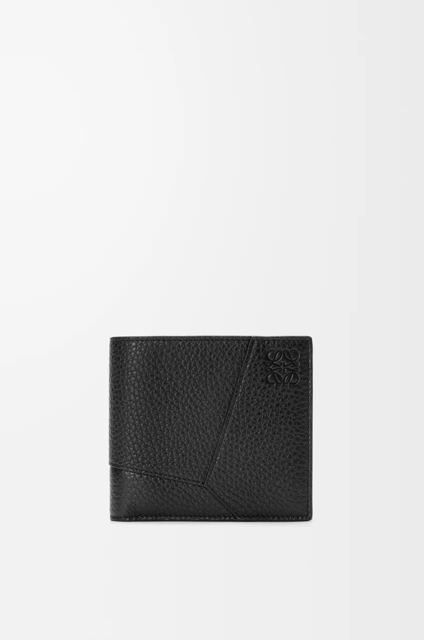 Puzzle bifold coin wallet in supple grained calfskin