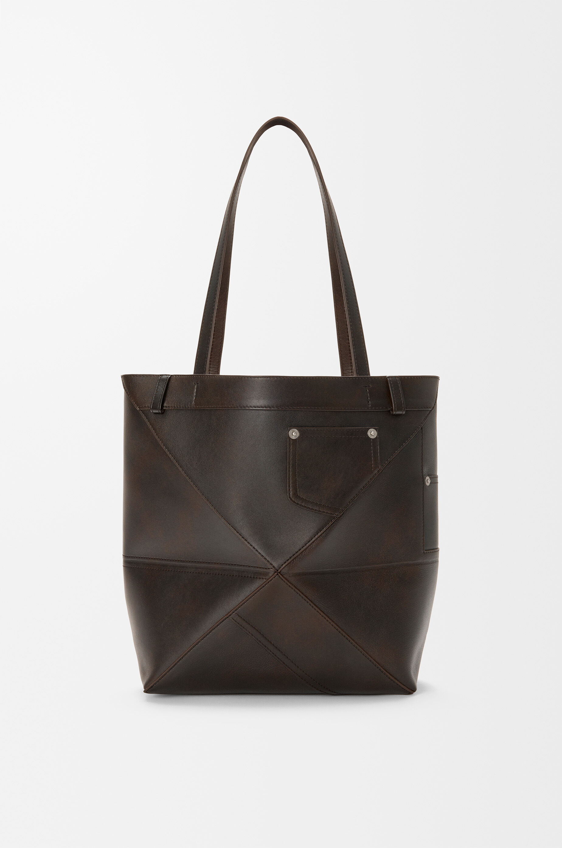 Panta medium Puzzle Fold tote in shiny calfskin Brown - LOEWE