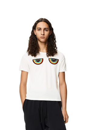 LOEWE Camiseta en algodón con parche de arcoíris Ecru