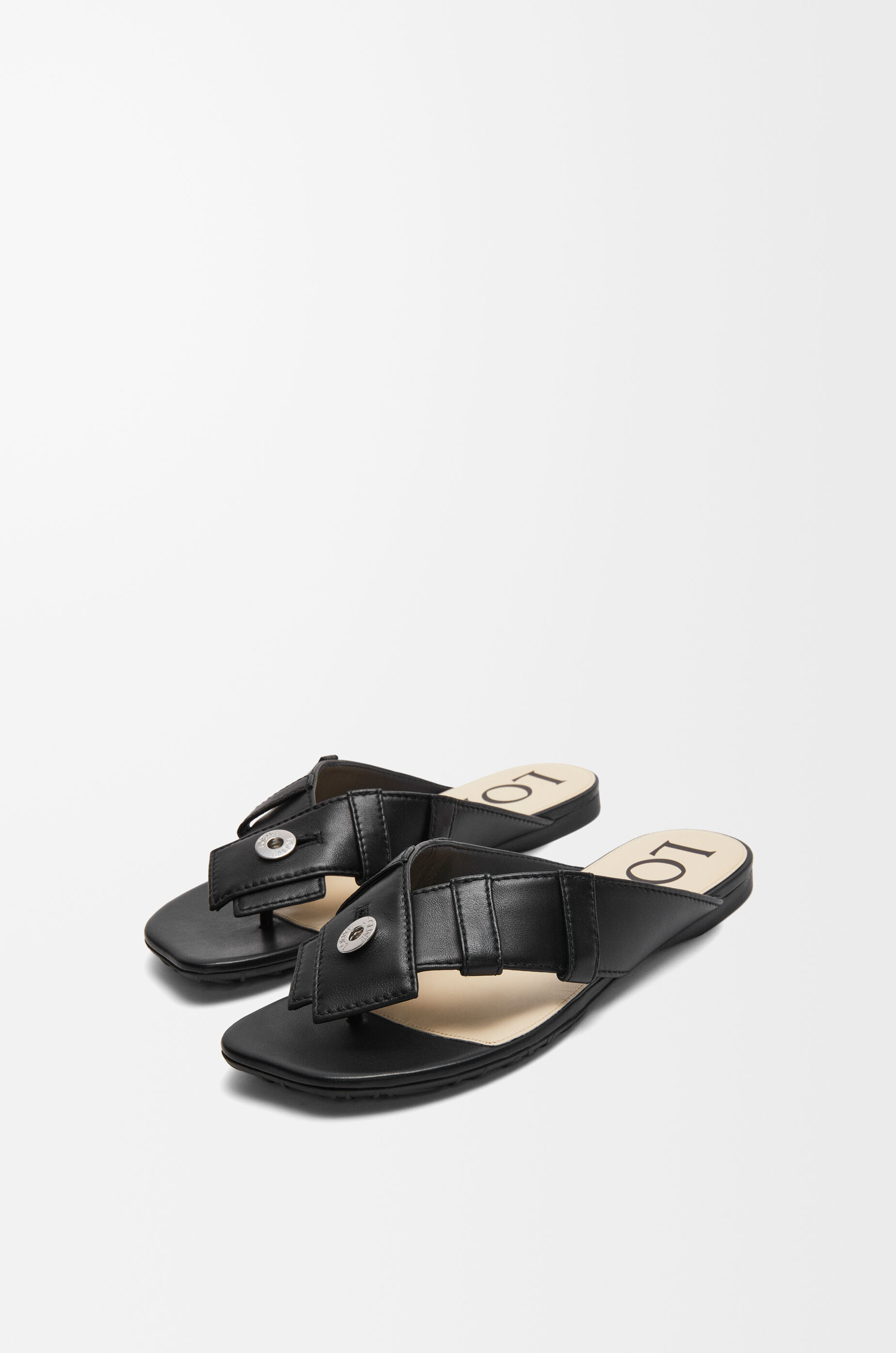 Toy Panta toe post sandal in lambskin Black - LOEWE