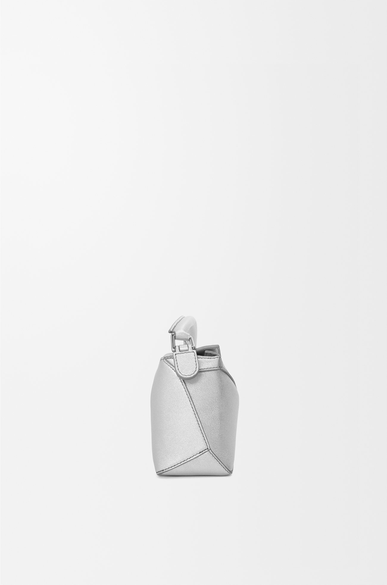 LOEWE Mini Puzzle Edge bag in laminated lambskin Silver plp_rd
