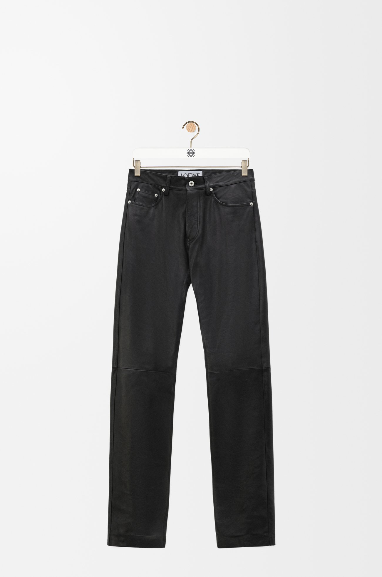 LOEWE Straight leg trousers in nappa calfskin Black