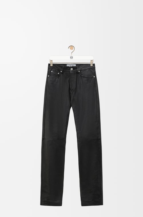LOEWE Pantalón de pernera recta en piel napa de ternera Negro