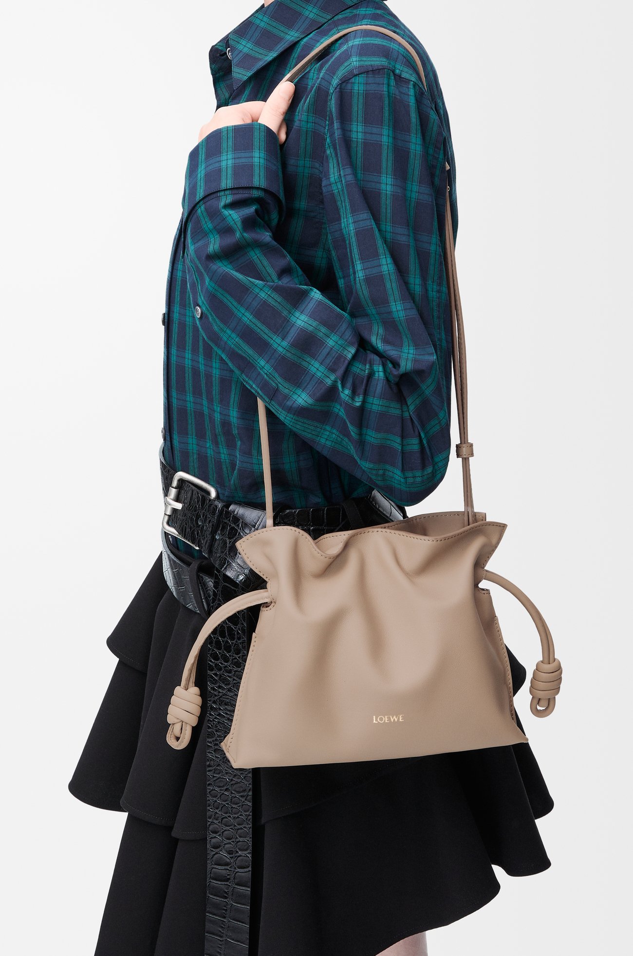 LOEWE 迷你纳帕牛皮革 Flamenco 手拿包 沙色