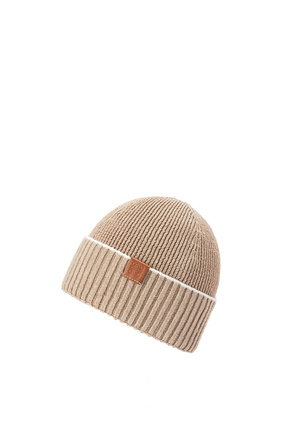 LOEWE Beanie in linen and cotton Beige/White