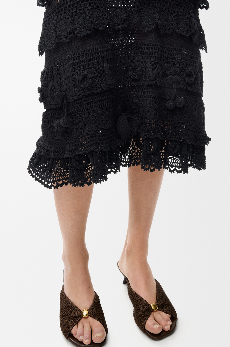 LOEWE 棉质钩织半身裙 黑色