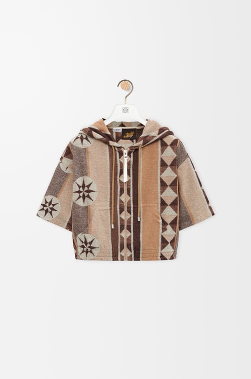 LOEWE Hoodie in terry cotton jacquard Beige/Multicolor