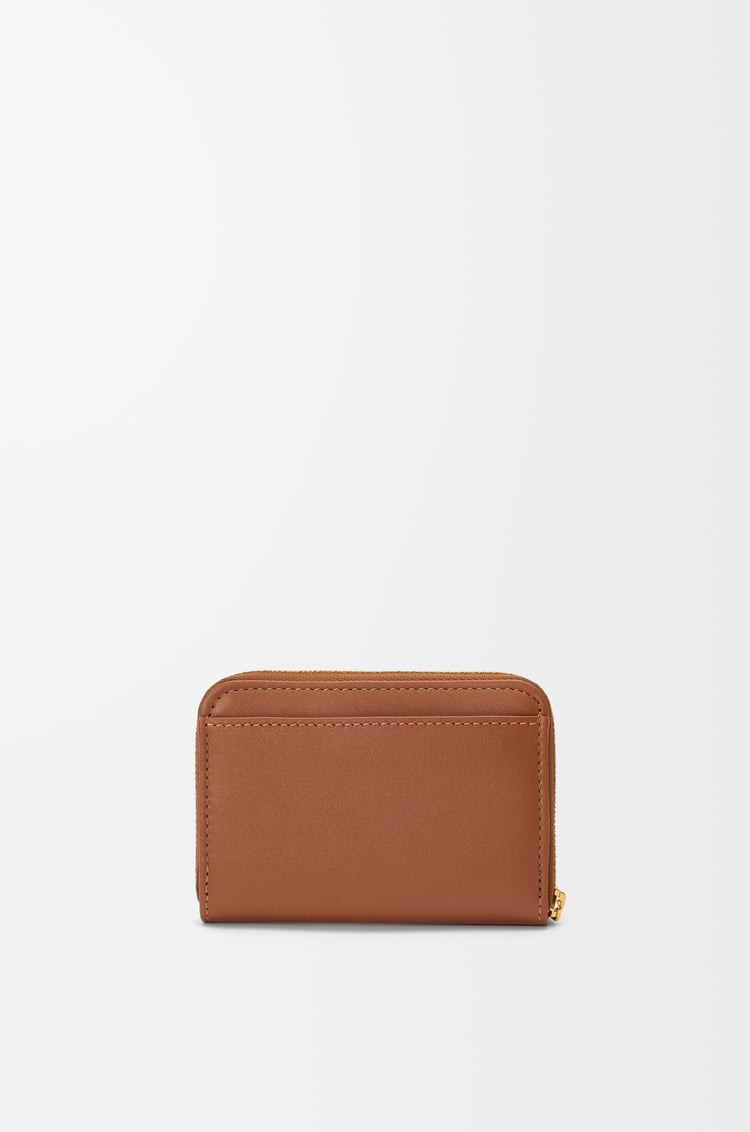 LOEWE Porte-monnaie zippé en cuir de veau nappa brillant Tan/Papaye
