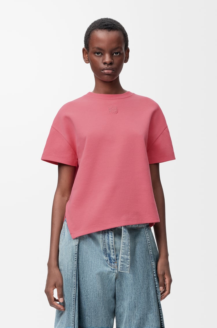 LOEWE Camiseta asimétrica en mezcla de algodón Rosa