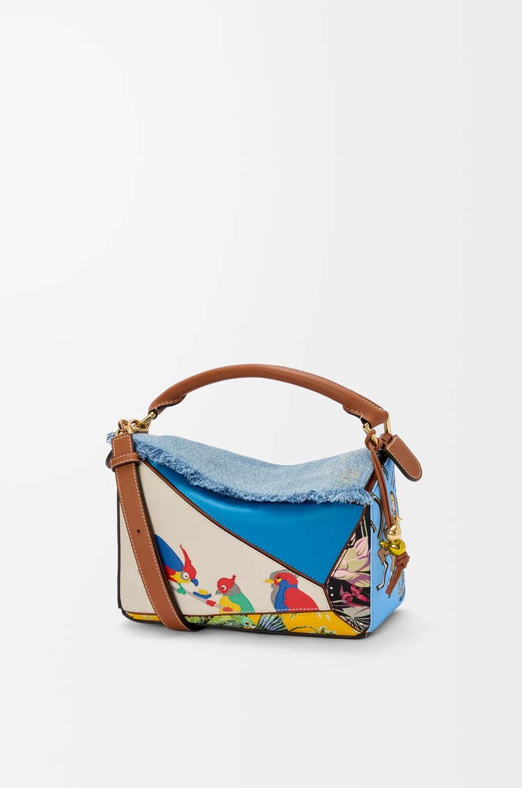 LOEWE Puzzle 10 Paula’s Ibiza Parrot re-edition bag in calfskin and textile Multicolor