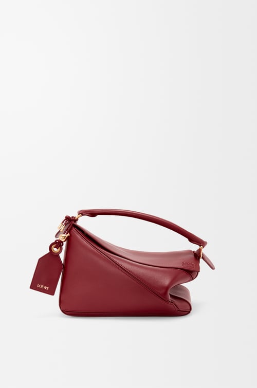 LOEWE Small Featherlight Puzzle bag in nappa lambskin Burnt Red