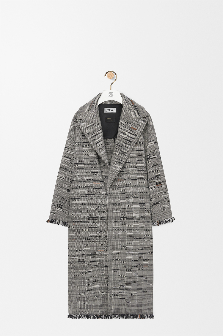 LOEWE Coat in cotton jacquard Black/White