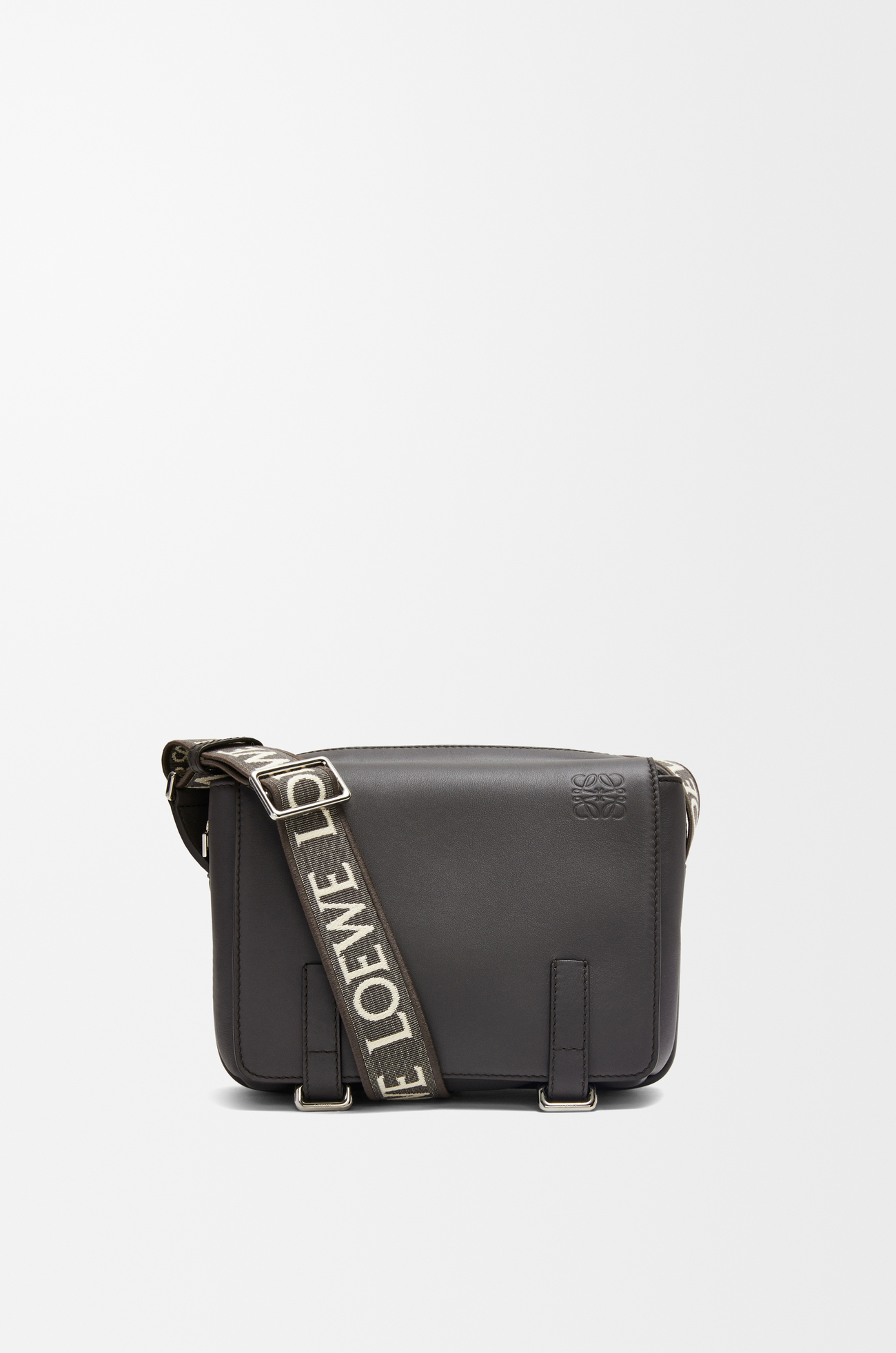 LOEWE XS Military messenger bag in supple smooth calfskin and jacquard Dark Grey plp_rd