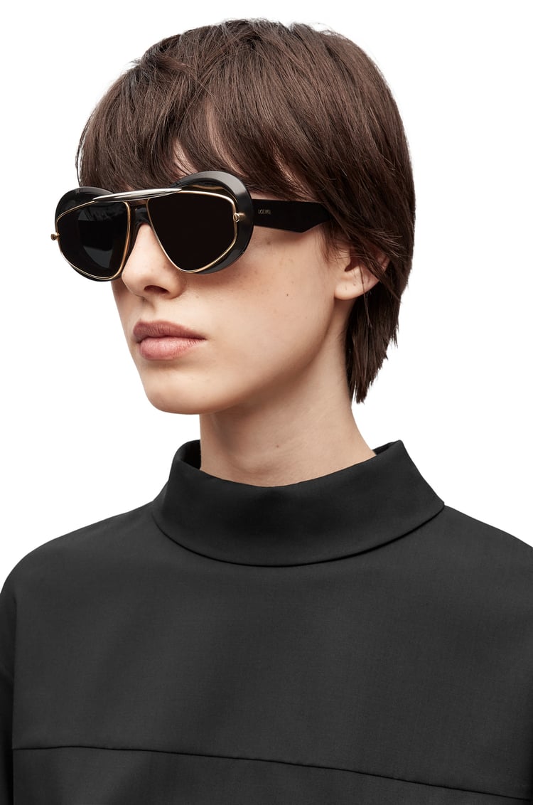 LOEWE Wing double frame sunglasses in acetate and metal Shiny Black