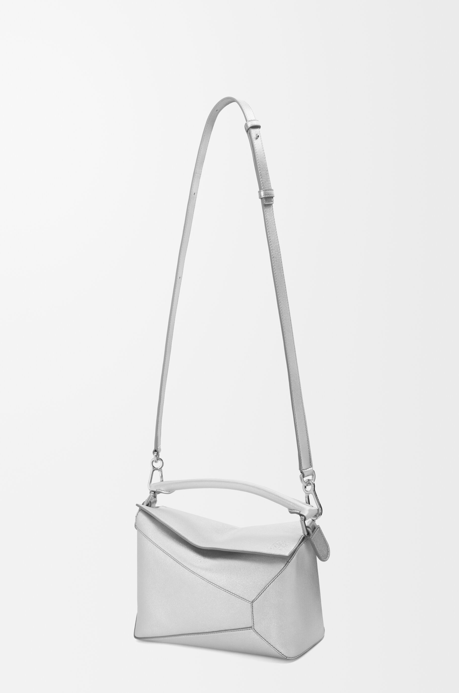 Small Puzzle Edge bag in laminated lambskin Silver - LOEWE USA