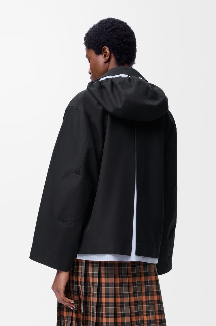 LOEWE 棉质连帽派克大衣 黑色