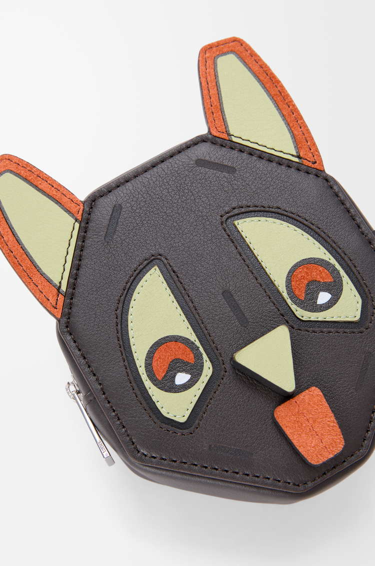 LOEWE Futuristische Katze Etui aus klassischem Kalbsleder Kohle