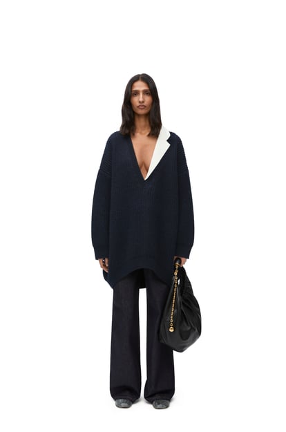 LOEWE Oversized sweater in cashmere and mohair Navy/White plp_rd