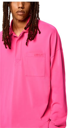 LOEWE Long sleeve polo top in polyamide Fluo Pink plp_rd