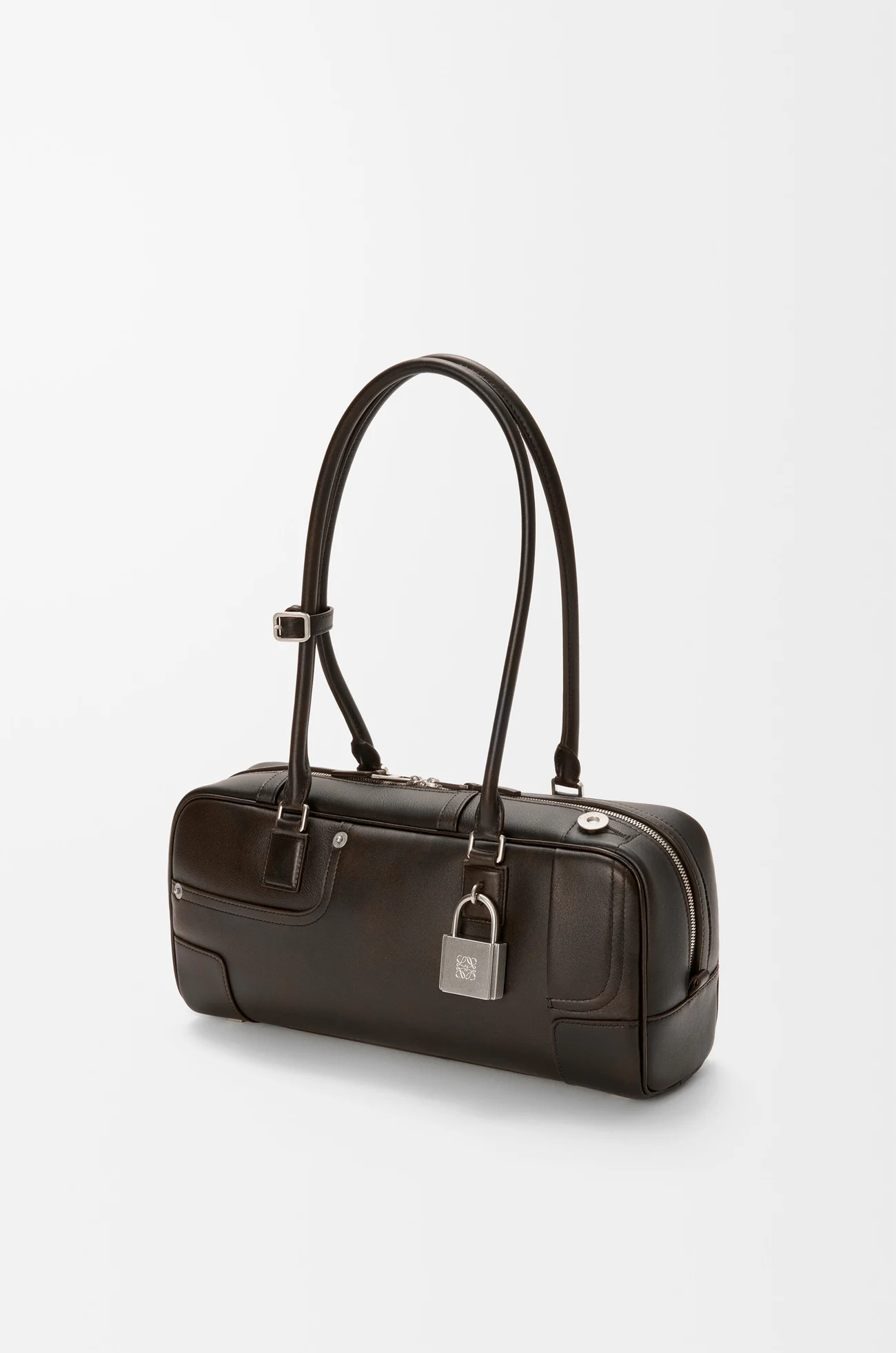 LOEWE Panta Amazona 31 cropped bag in shiny calfskin Vintage Brown