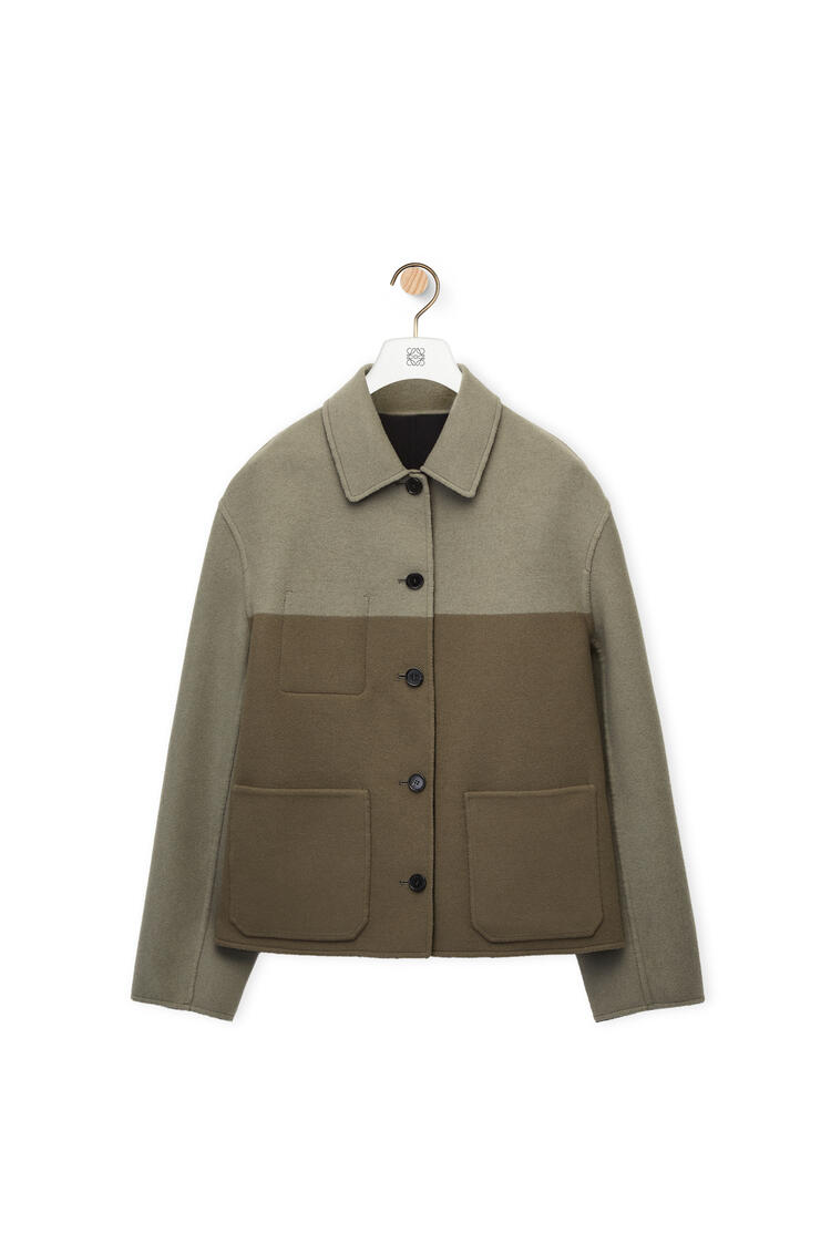 LOEWE Reversible workwear jacket in wool, cashmere and silk Black/Sage