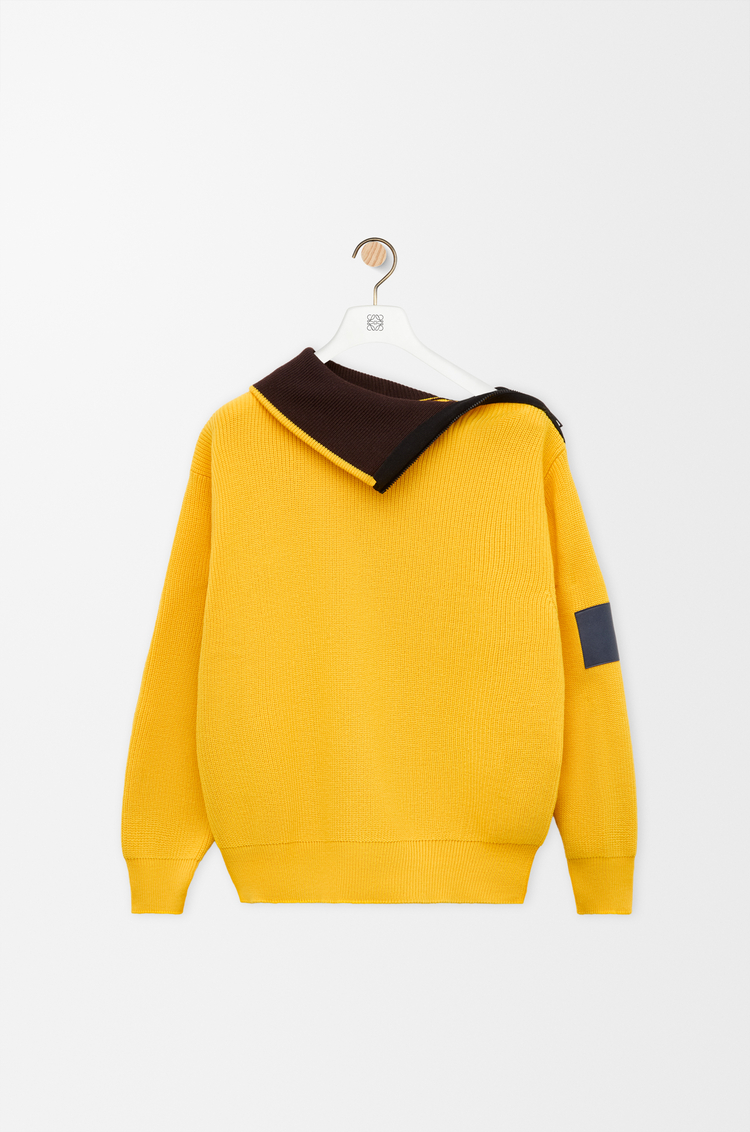 LOEWE Jersey con cremallera en lana Amarillo