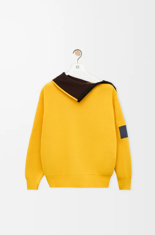 LOEWE Jersey con cremallera en lana Amarillo
